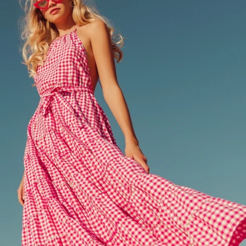 Sundress Neptune Maxi Dress - Pink Gingham